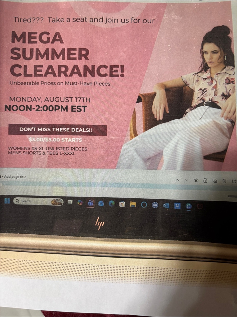 Mega Summer Clearance August 17th—Noon to 2:00 pm Eastern Standard Time